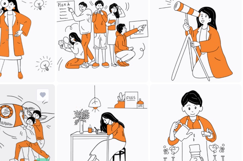 startup orange svg illustrations pack